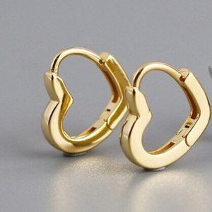 New 18k Gold Over Silver Open Heart Huggies